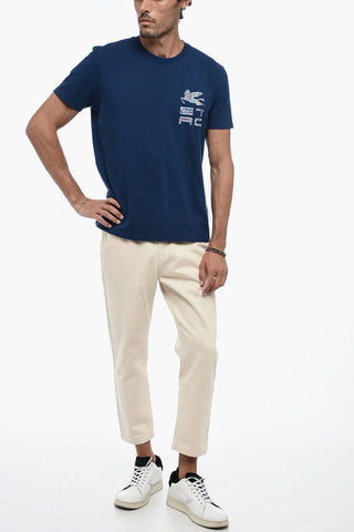 Floral Motif T-Shirt with Logo Print