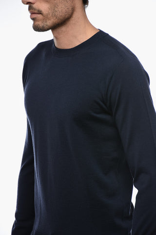 Virgin Wool Sweater with Striped Cuffs