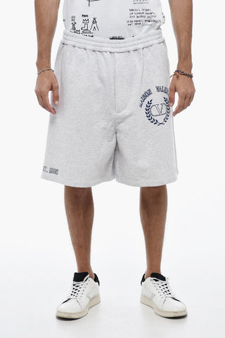 Logo Print Brushed Cotton Jogger Shorts