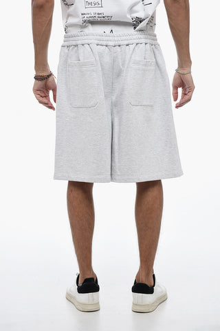 Logo Print Brushed Cotton Jogger Shorts
