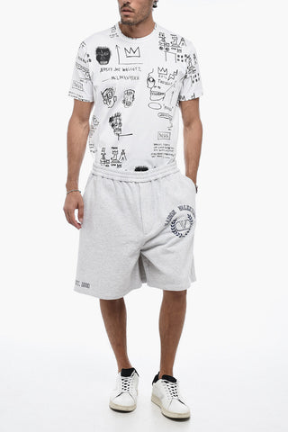 Logo Print Brushed Cotton Jogger Shorts