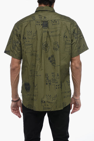 Short-Sleeve Shirt with Basquiat Print