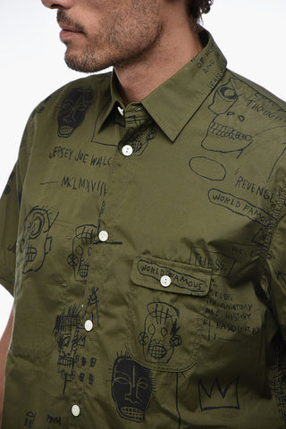 Short-Sleeve Shirt with Basquiat Print