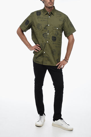 Short-Sleeve Shirt with Basquiat Print
