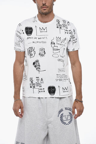 T-Shirt Girocollo con Stampa Basquiat