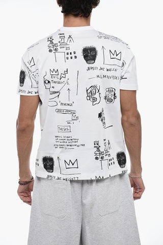 T-Shirt Girocollo con Stampa Basquiat