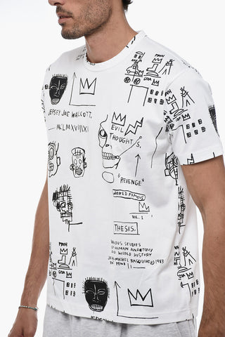 T-Shirt Girocollo con Stampa Basquiat