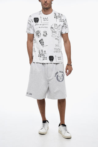 T-Shirt Girocollo con Stampa Basquiat
