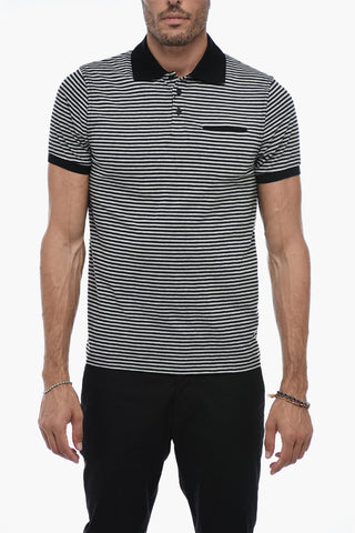 All-Over Striped Polo with Chest Pocket