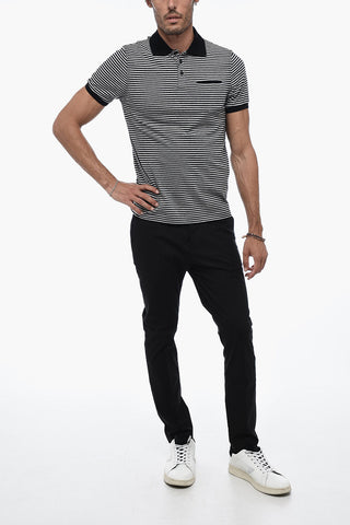 All-Over Striped Polo with Chest Pocket