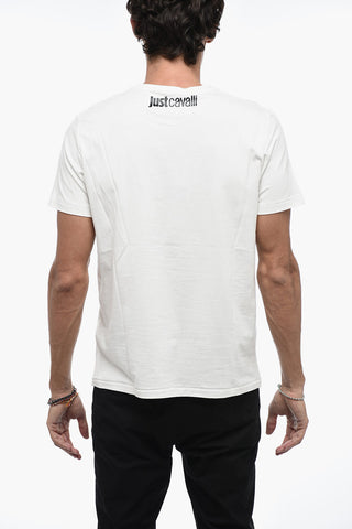 Crew Neck ROSE Cotton T-Shirt with Print