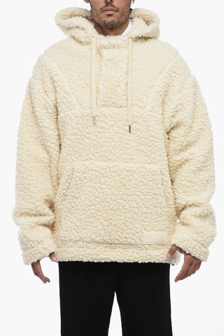 UNISEX Shearling Logoed Hooded Sweatshirt with Drawstring