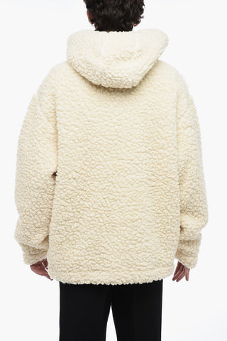 UNISEX Shearling Logoed Hooded Sweatshirt with Drawstring