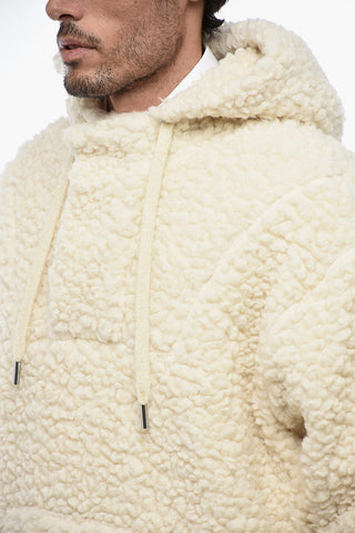 UNISEX Shearling Logoed Hooded Sweatshirt with Drawstring