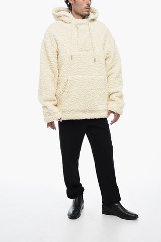 UNISEX Shearling Logoed Hooded Sweatshirt with Drawstring