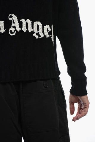 Maglia in Misto Lana con Logo Ricamato