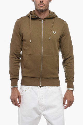 Zipped Hoodie Sweatshirt with Embroidery