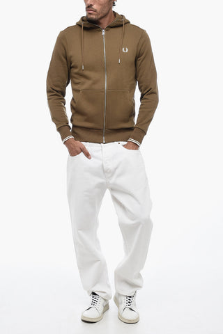 Zipped Hoodie Sweatshirt with Embroidery