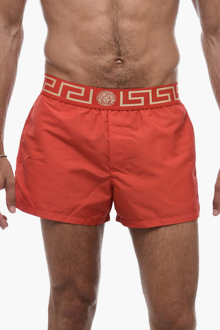 Costume Boxer Con Stampa Greca