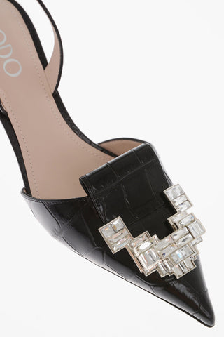 Schmale Spitze Sandalen Mit Strass-Details, 6 cm Absatz