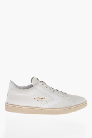 Logo Print Leather Low-Top Sneakers