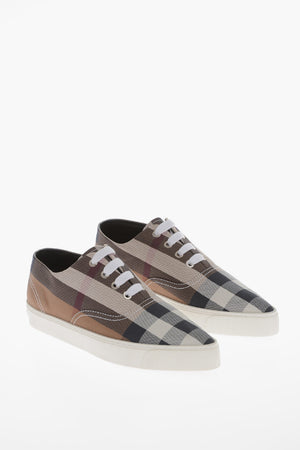 Pointed Lace-up Sneakers with Tartan Motif
