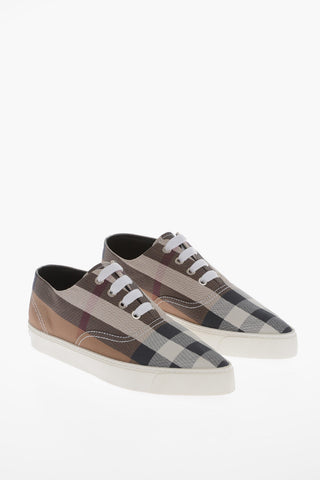 Pointed Lace-up Sneakers with Tartan Motif