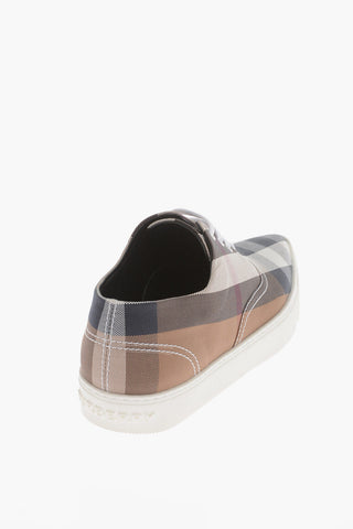 Pointed Lace-up Sneakers with Tartan Motif
