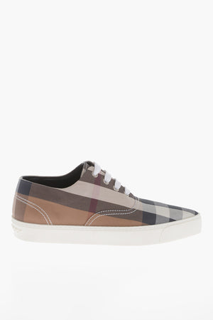 Pointed Lace-up Sneakers with Tartan Motif