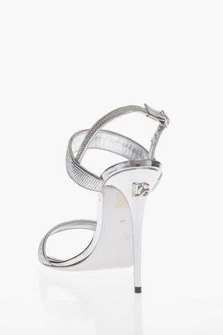 Sandali Effetto Metallizzato Con Strass Tacco 10 cm