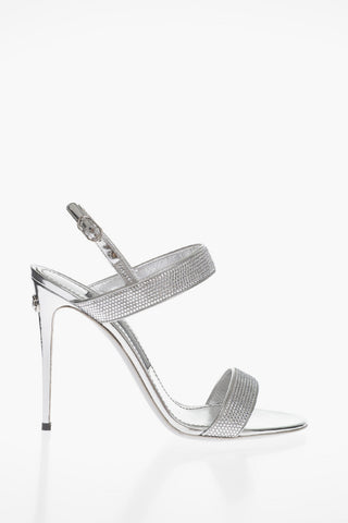 Sandali Effetto Metallizzato Con Strass Tacco 10 cm