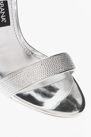Sandali Effetto Metallizzato Con Strass Tacco 10 cm