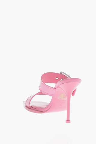 Leather Sandals With Buckles Heel 10 cm