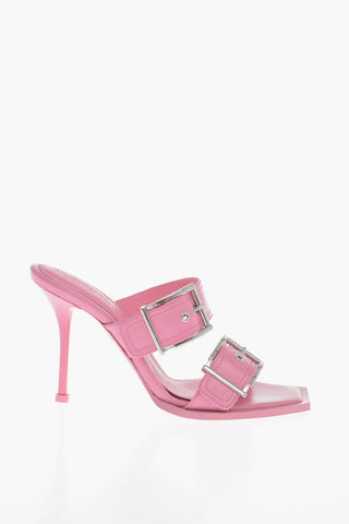 Leather Sandals With Buckles Heel 10 cm