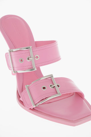 Leather Sandals With Buckles Heel 10 cm