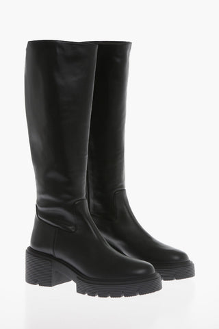 Knee-Length SOHO Leather Boots with Carrion Sole
