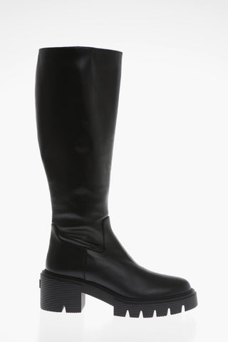 Knee-Length SOHO Leather Boots with Carrion Sole