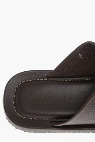 Criss Corss Hammered Leather Slides