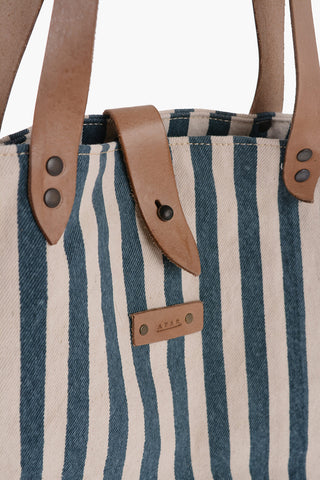 Striped Cotton Tote Bag With Leather Details