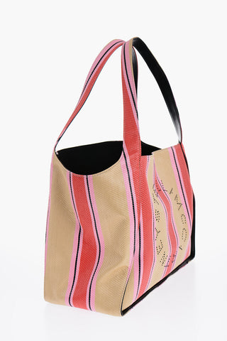 Borsa Tote In Raffia Con Stampa A Righe