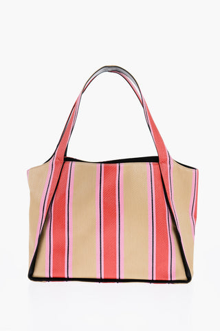 Borsa Tote In Raffia Con Stampa A Righe