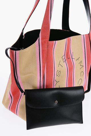 Borsa Tote In Raffia Con Stampa A Righe