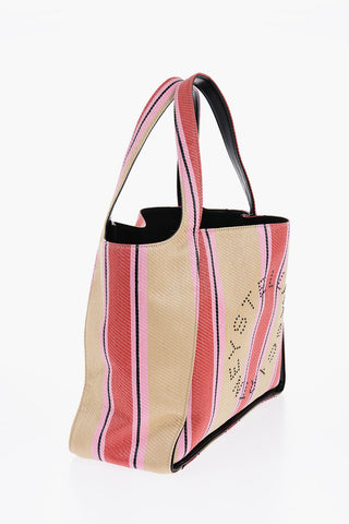 Borsa Tote In Raffia Con Stampa A Righe