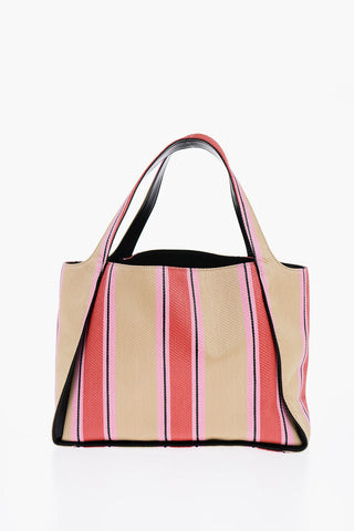 Borsa Tote In Raffia Con Stampa A Righe