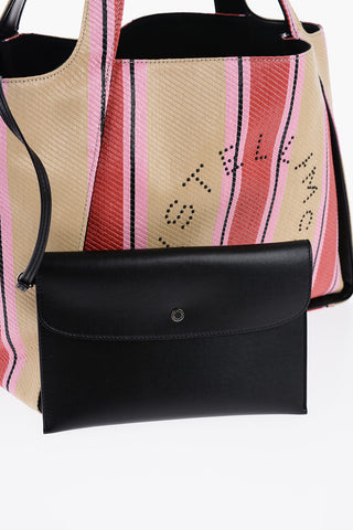 Borsa Tote In Raffia Con Stampa A Righe
