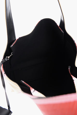 Borsa Tote In Raffia Con Stampa A Righe