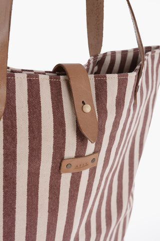 Striped Cotton Tote Bag With Leather Details
