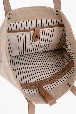 Cotton Tote Bag With Leather Details