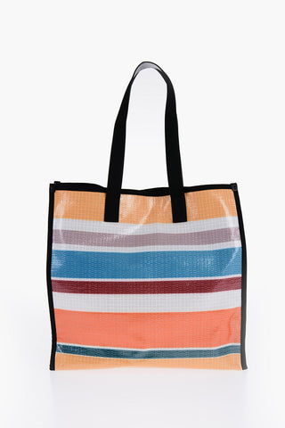 Striped Logo print Tote Bag