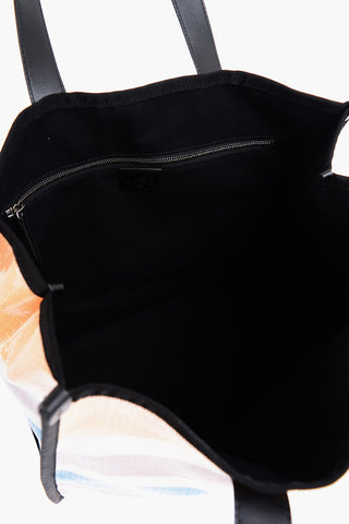 Borsa Tote Con Fantasia A Righe e Stampa Logo